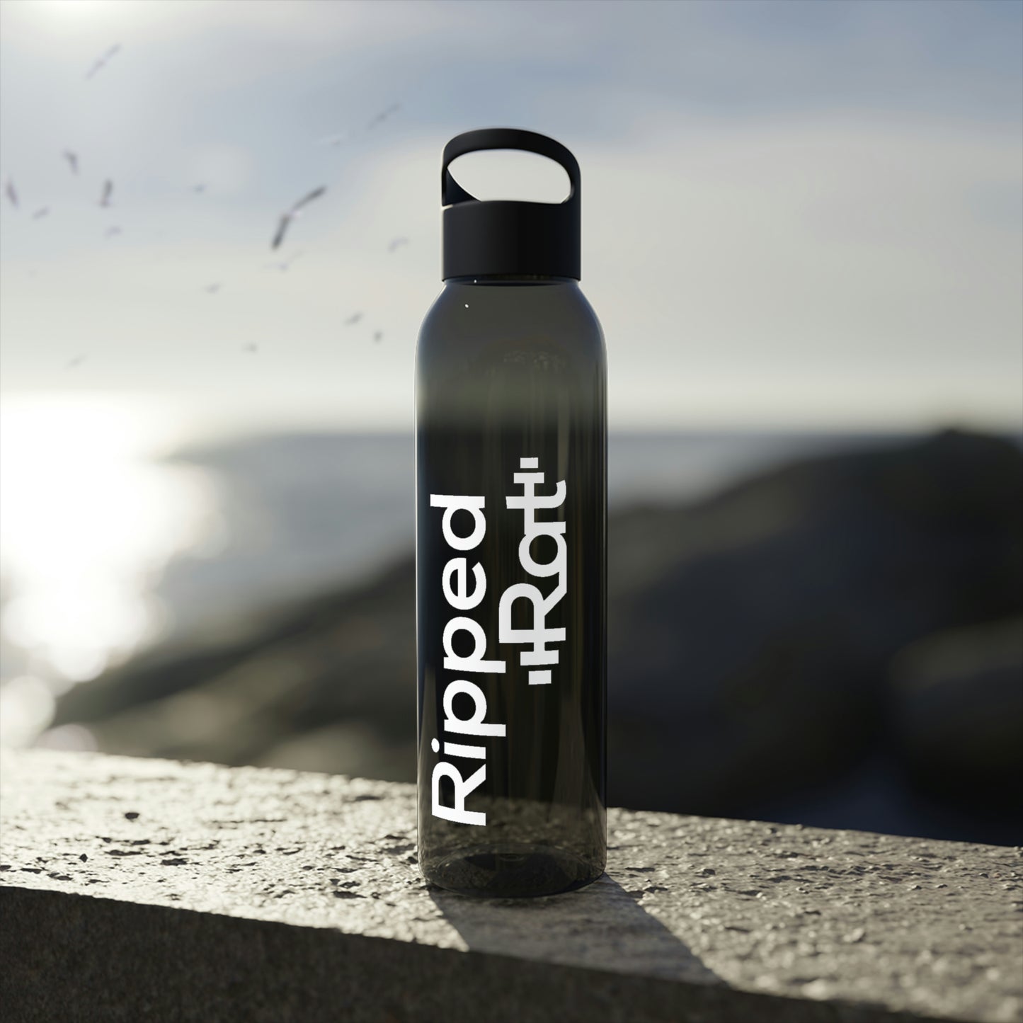 RippedRat Water Bottle (White Print)