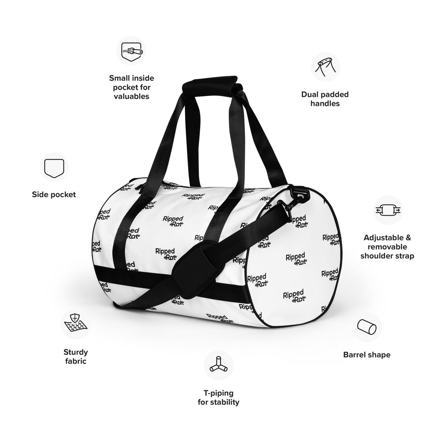 RippedRat Duffle Bag (White)